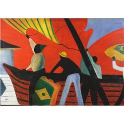 Artist Unknown (20th Century) Brazilian Sailors, Oil on canvas