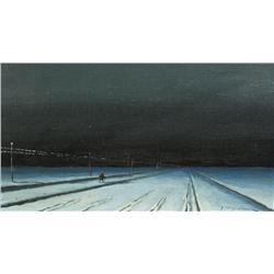 Germain Franck Ernest Raingo-Pelouse (1893-1963, French) Figure in a Winter Landscape, Oil on canvas