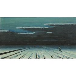 Germain Franck Ernest Raingo-Pelouse (1893-1963, French) Figure in a Winter Landscape, Oil on canvas