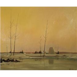 Ivan Trevor Wheale (b.1934, Canadian) Azilda Farm, 1963, Oil on artist board