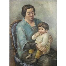 Arnold Blanch (1896-1968) Mother and Child, Oil on Canvas,