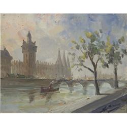 Artist Unknown (20th Century) By the Seine, Oil on Board