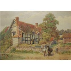 Alfred Robert Quinton (1853-1954, English) 'Dudging-Exhall' Shakespeare Village, Watercolor on paper