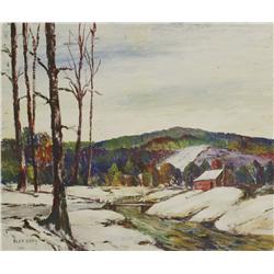 Alex Dery (20th Century, Ohio) Landscape with River, Tempra on Board