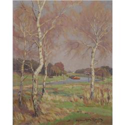 Martin Erich Horst (1881-1938) Spring on the Canal, Oil on Board