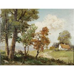 Artist Unknown (20th Century) Landscape, Oil on canvas laid down on board