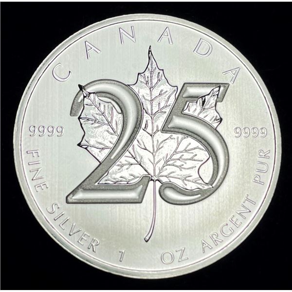 2013 Canada $5 Maple Leaf .9999 Silver 1 ozt 25th Anniversary
