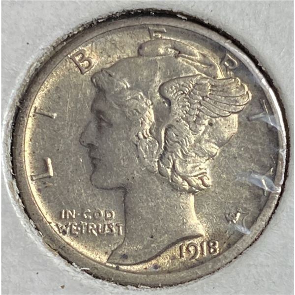 1918-S Mercury Silver Dime MS62