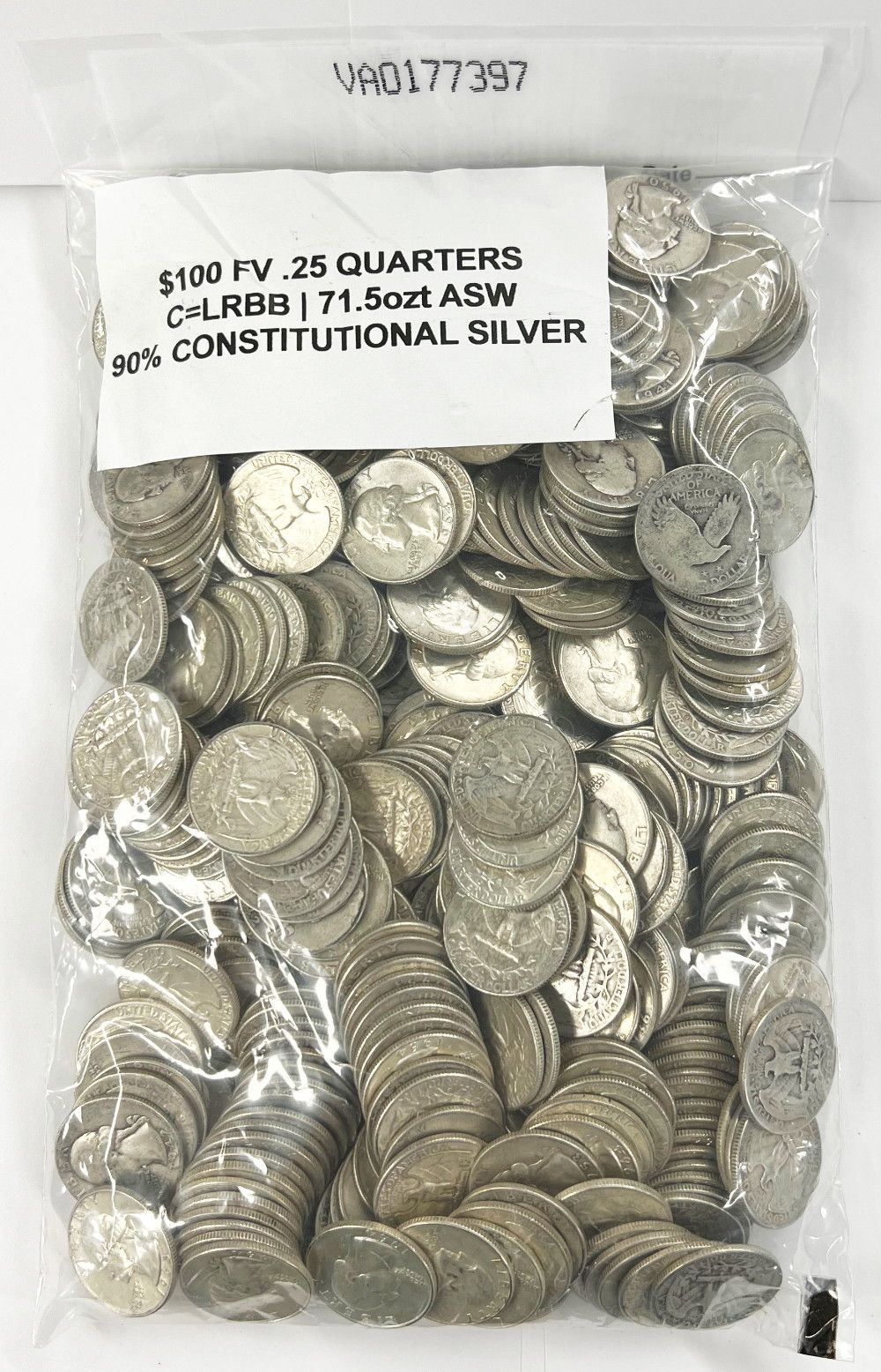 United States Constitutional 90% Silver 25 Cent $100 (400-coins)