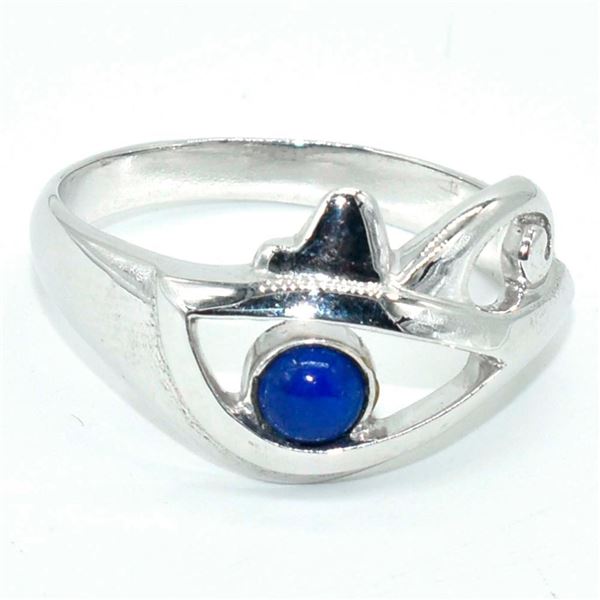 Silver Lapis Lazuli(0.25ct) Hand Made Silver Ring (~weight 5.05g)