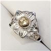 Image 3 : Silver Gemstone Flower Design Ring (~Size 6.5)(Ring is resizable for $40) (~weight 3.4g), Suggested 