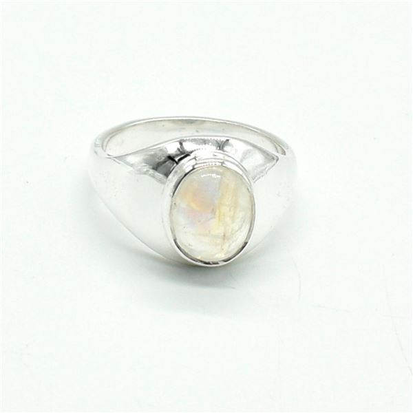 Silver Moonstone(5.5ct) Rhodium Plated Mens Ring Ring (~weight 8.95g)