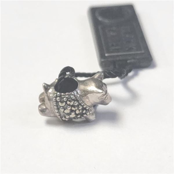 Silver Marcasite And Mabe Pearl 16" Pendant (~Size )(Ring is resizable for $40) (~length inches), Su