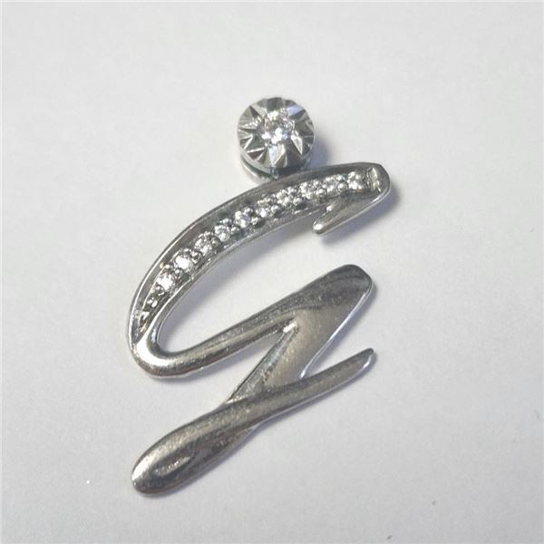 Silver Cubic Zirconia Pendant (~Size )(Ring is resizable for $40) (~length inches), Suggested Retail