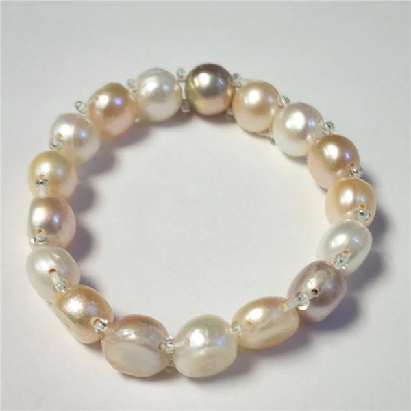 Fresh Water Pearl Flexible Bracelet (~Size )(Ring is resizable for $40) (~length inches), Suggested 