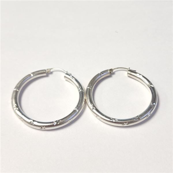 Silver Large Hoop Earrings (~Size )(Ring is resizable for $40) (~length inches), Suggested Retail Va