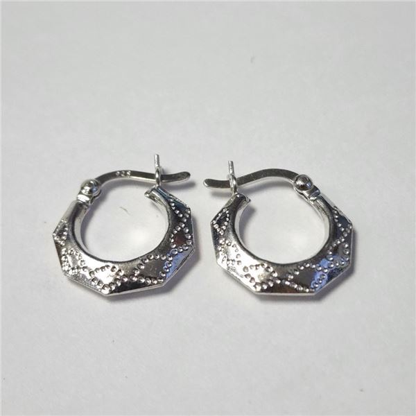 Silver Hoop Earrings (~Size )(Ring is resizable for $40) (~length inches), Suggested Retail Value $4