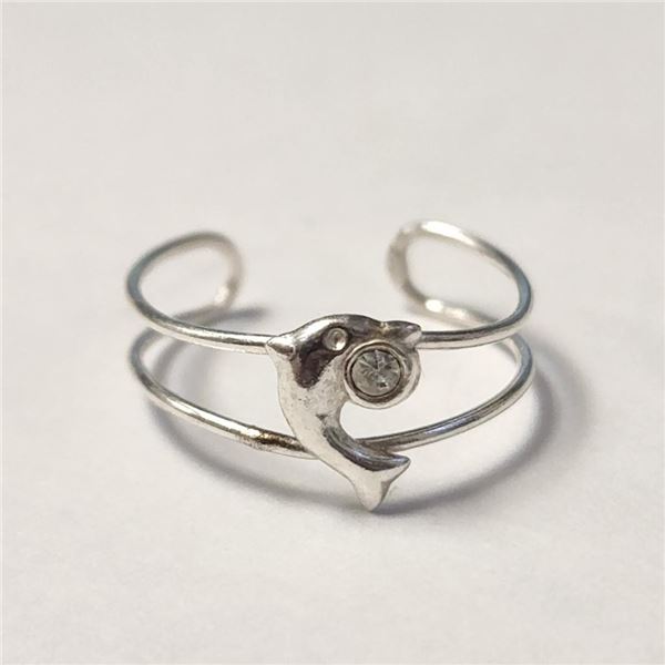 Silver Cz Toe Ring (~Size )(Ring is resizable for $40) (~length inches), Suggested Retail Value $60