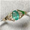 Image 2 : 10K Yellow Gold Emerald(0.45ct) Diamond(0.07ct) Ring (~Size 6.25) (~weight 1.33g), Made in Canada, A