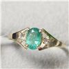 Image 3 : 10K Yellow Gold Emerald(0.45ct) Diamond(0.07ct) Ring (~Size 6.25) (~weight 1.33g), Made in Canada, A