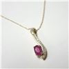 Image 2 : 10K Yellow Gold Ruby 18"(0.5ct) Diamond(0.2ct) Necklace (~weight 1.6g), Appraised Retail $2500