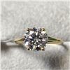 Image 1 : 10K Yellow Gold White Moissanite(1.6ct) Ring (~Size 6.5) (~weight 1.75g), Made in Canada, Appraised 