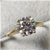 Image 2 : 10K Yellow Gold White Moissanite(1.6ct) Ring (~Size 6.5) (~weight 1.75g), Made in Canada, Appraised 