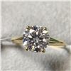 Image 3 : 10K Yellow Gold White Moissanite(1.6ct) Ring (~Size 6.5) (~weight 1.75g), Made in Canada, Appraised 