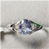Image 1 : 10K White Gold Ceylon Sapphire(0.9ct) Diamond(0.04ct) Ring (~Size 7) (~weight 1.51g), Made in Canada