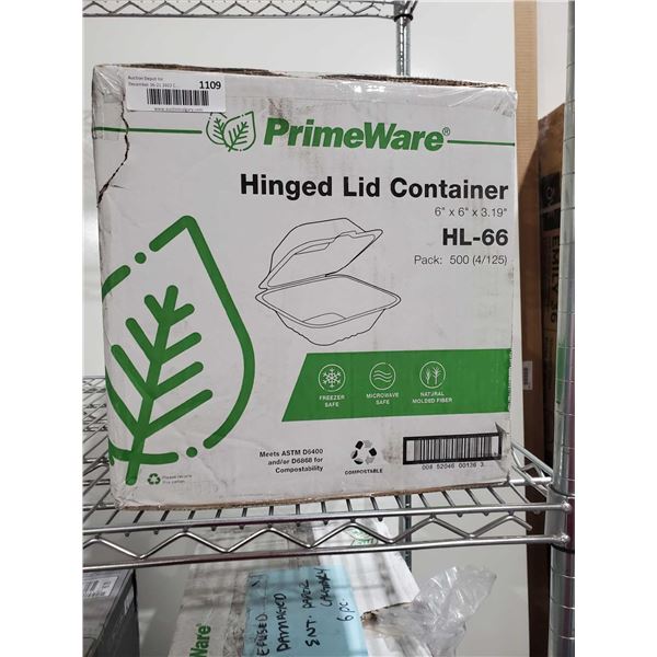 Primeware Hinged Lid Container (6" x 6" x 3.19")