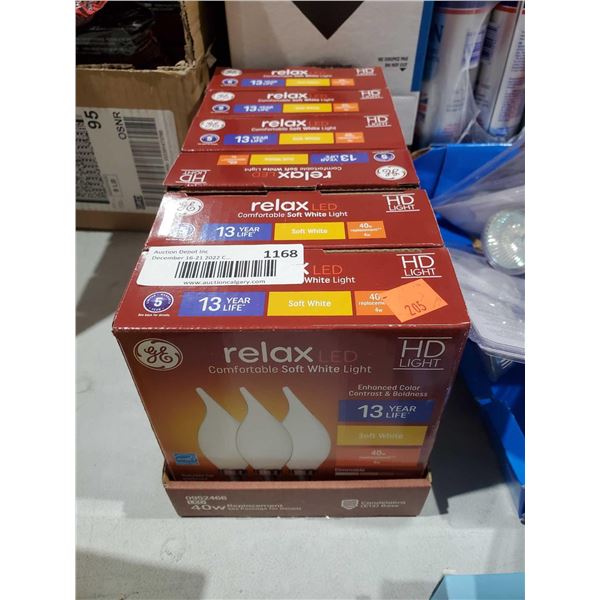 GE Relax LED Comfortable Soft lights HD light 40Watt dimmable  3 bulbs per box x's 6 boxes