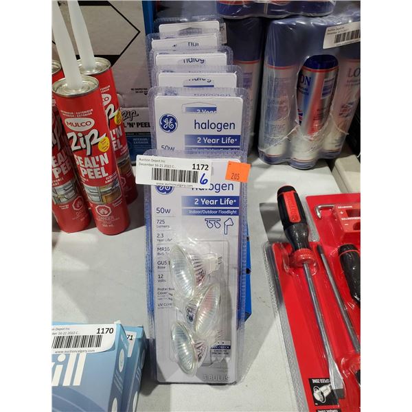 GE Halogen 50w indoor/ outdoor floodlights MR16 bulb type 12v LOT of 6