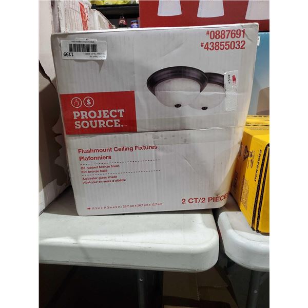 NEW Project Source Flushmount Ceiling Fixtures  Oil Rubbed bronze  Finish Alabaster Glass Shade