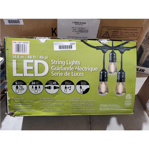LED String Lights 48 ft includes 24 bulbs w/2 spares Outdoor Use
