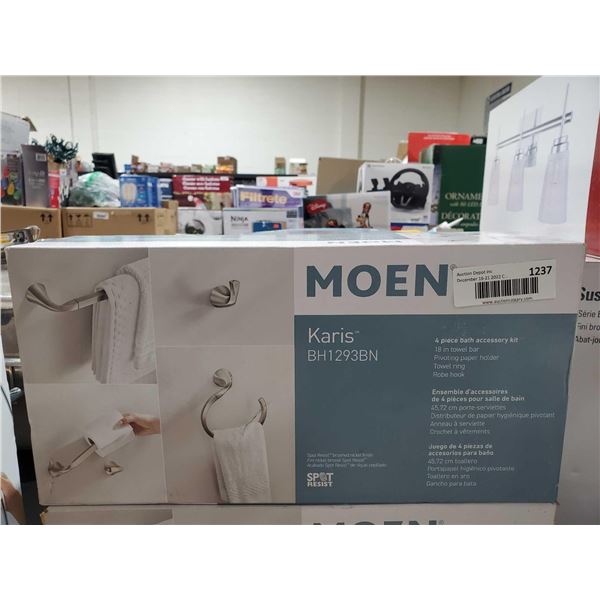 NEW Moen Karis BH1293BN 4pc bath accessiriy Kit 18" towel bar / pivoting paper towel holder / towel 
