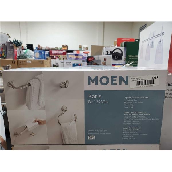 NEW Moen Karis BH1293BN 4pc bath accessiriy Kit 18" towel bar / pivoting paper towel holder / towel 