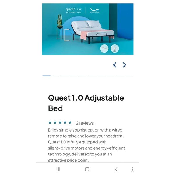 Ergomotion Quest 1.5,  Remote Control King Size Adjustable Bed Frame - New in box