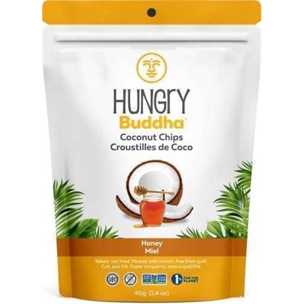 Hungry Budda Coconut Chips Honey Case lot of 12 x 40g