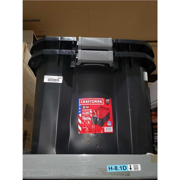 Craftsman 30 Gal plastic tote lot of 2 no lids