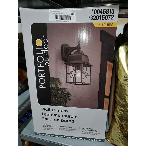 New - Portfolio Outdoor Wall Lantern- Oil Rubbed Bronze Finish
