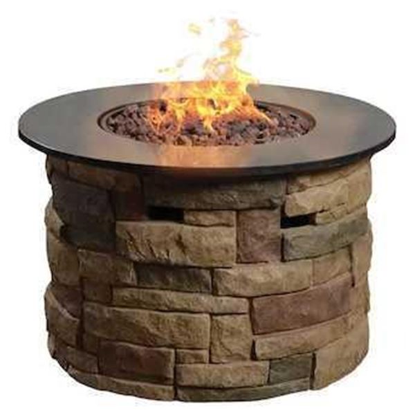 Bond Signature 36.6-in W Brown Composite Propane Gas Fire Pit Table- DAMAGED