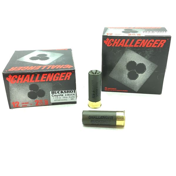 Challenger Coyote 12 Ga 2 3/4" 4 Buck Ammunition, 50 Rounds