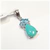 Image 3 : SILVER TURQUOISE & CZ PENDANT
