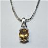 Image 1 : SILVER CITRINE WITH 3 DIAMOND 18" NECKLACE