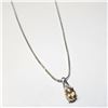 Image 3 : SILVER CITRINE WITH 3 DIAMOND 18" NECKLACE