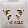 Image 1 : 14K YELLOW GOLD DOLPHIN SCREW BACK EARRINGS