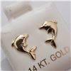 Image 2 : 14K YELLOW GOLD DOLPHIN SCREW BACK EARRINGS