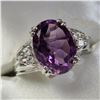 Image 2 : SILVER AMETHYST CUBIC ZIRCONIA RING (~SIZE 7)