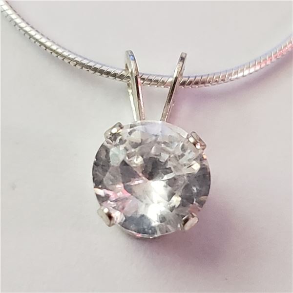 SILVER CUBIC ZIRCONIA NECKLACE (~LENGTH 16INCHES)