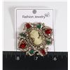 NEW CAMEO STYLE RHINESTONE BROOCH